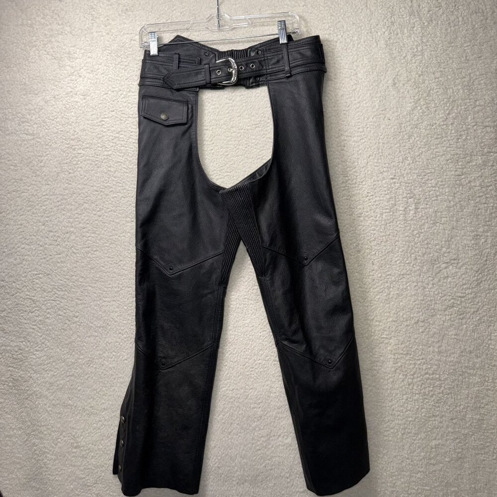 Harley-Davidsonβ Genuine Leather Motorcycle Chaps Size S W Riding
